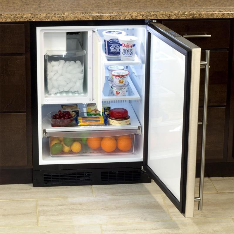 Маленький встроенный холодильник под столешницу фото