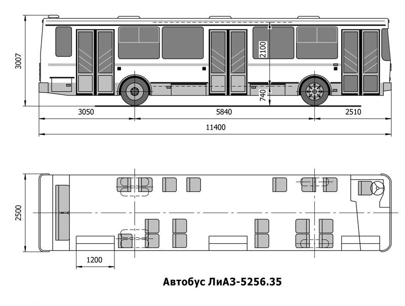 Чертеж автобуса лиаз 5292