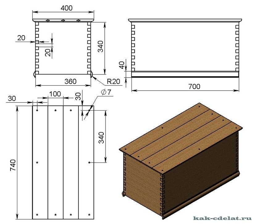 Чертеж деревянной шкатулки