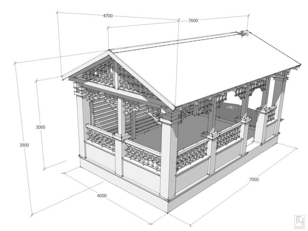 Конструкция беседки из дерева чертежи
