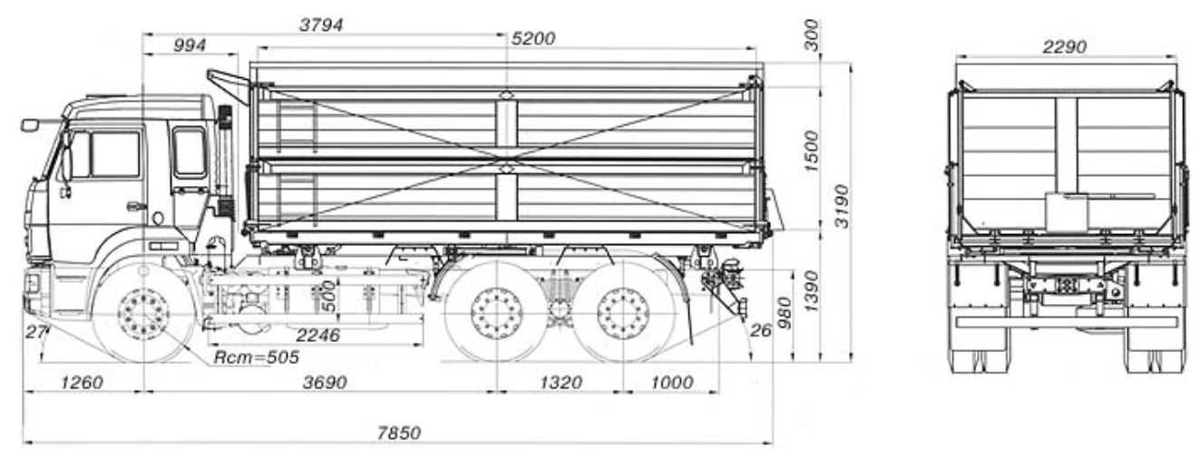 Объем кузова камаза самосвала