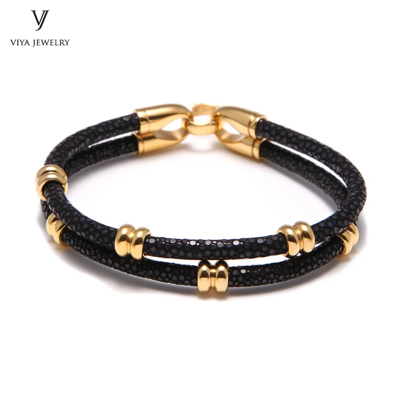 simple beads stingray leather bracelet for men ,couple stingray beads bracelets (4)