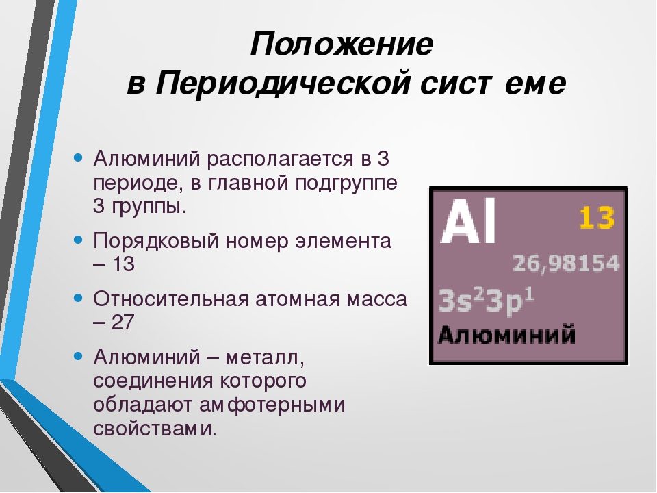 Описание алюминия по плану 9 класс