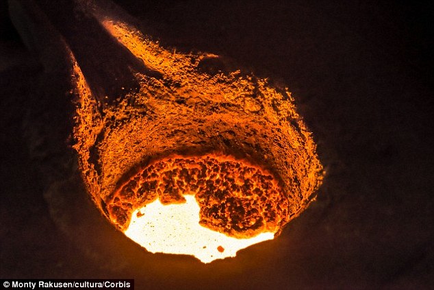 Most metals require high temperatures to melt because they have stable molecular structures that require a lot of energy to break. The behaviour of the atoms as a liquid also determines this melting point. Shown above is an image of molten metal at a foundry