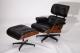 Yadea PV021-1-D Palisander Black Leather Charles Eames Lounge Chair and Ottoman