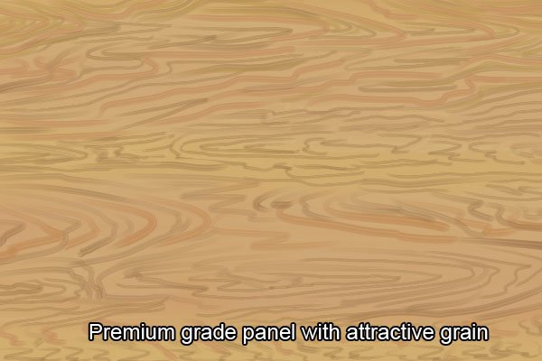 Premium grade plywood panel with attractive, complex grain