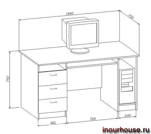Чертежи и схемы письменного стола