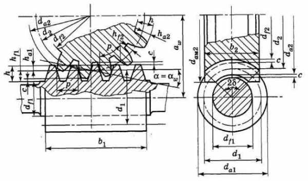 Шестерня и колесо в редукторе схема