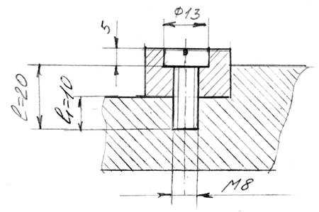 Длина изображенной на чертеже шпильки равна